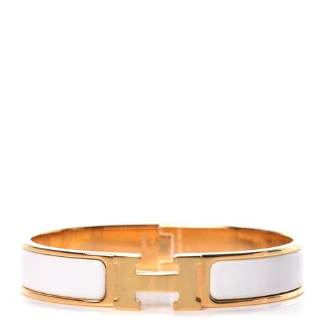 hermes enamel bracelet white.